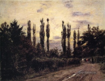 Theodore Clement Steele Werke - Evening Poplars und Roadway in der Nähe von Schleißheim Theodore Clement Steele